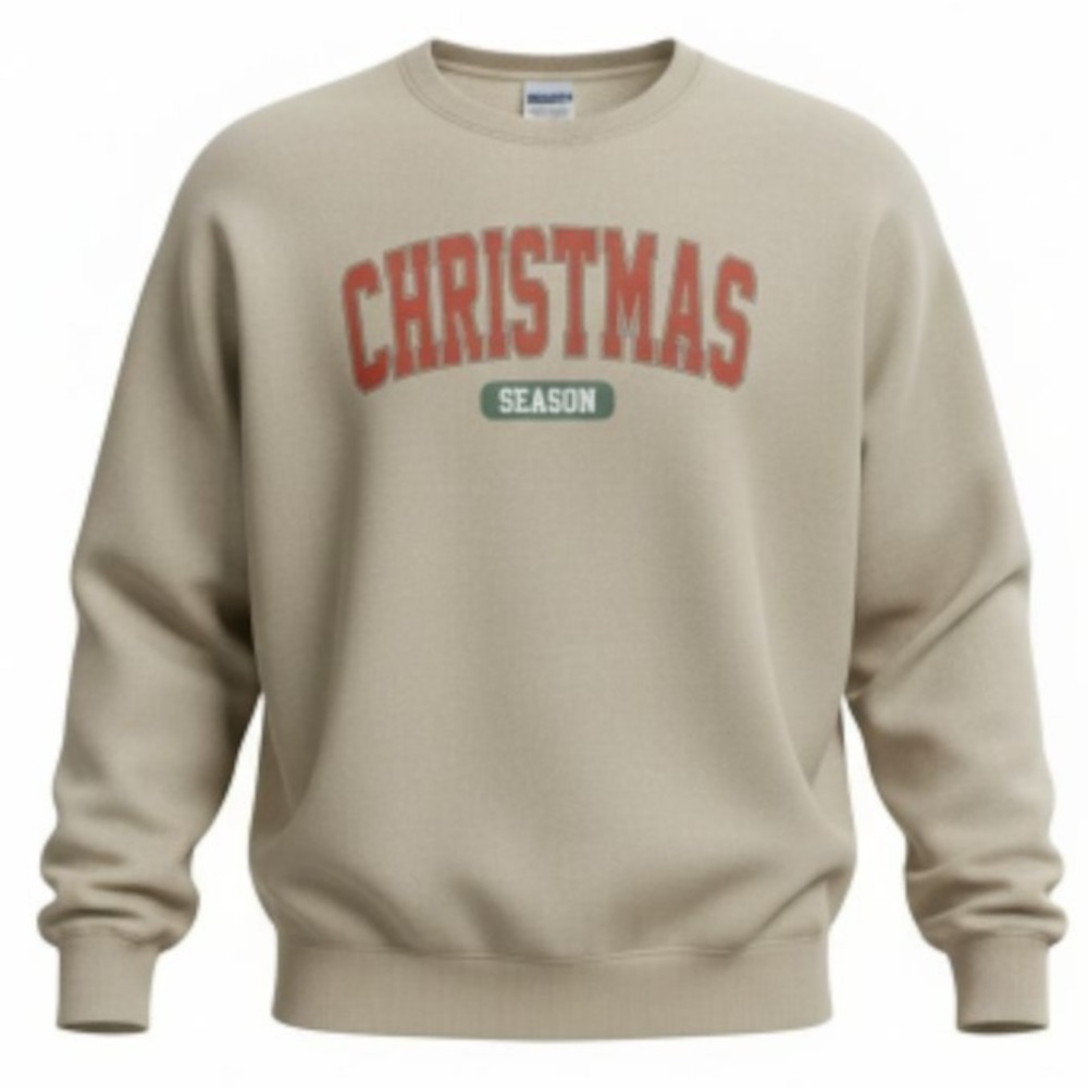 Christmas Season Graphic Gildan Heavy Blend‎ Sweatshirt Beige M